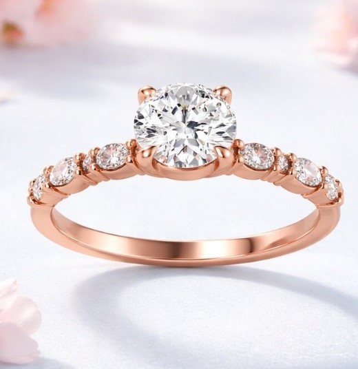 Engagement ring with accent diamonds